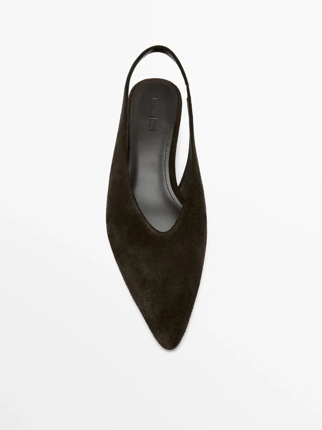 Slingback-Schuhe aus Spaltveloursleder Slingback-Schuhe aus Spaltveloursleder