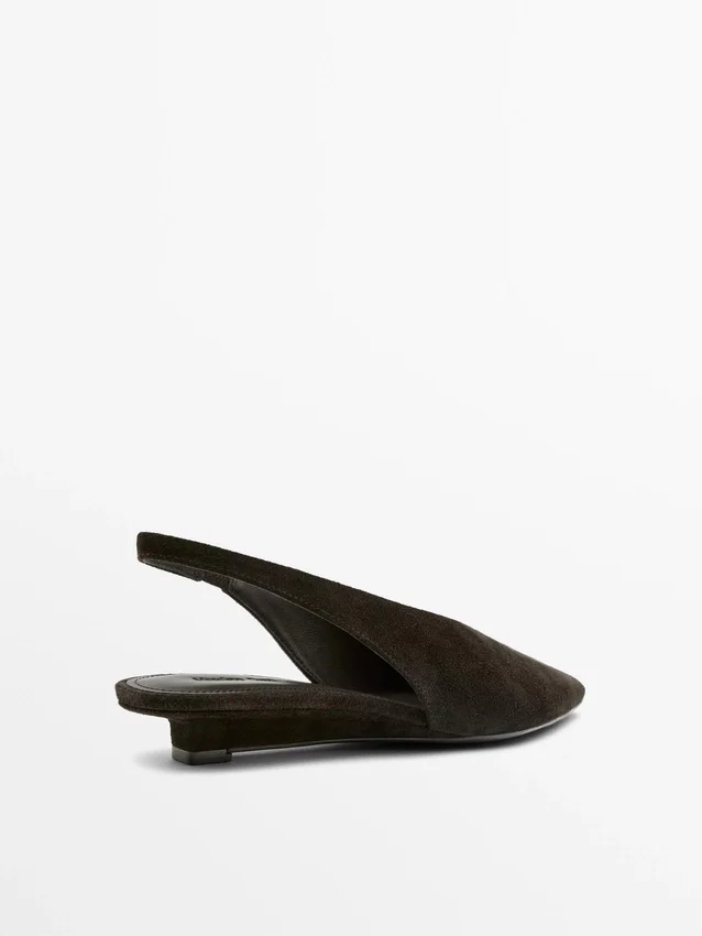 Slingback-Schuhe aus Spaltveloursleder Slingback-Schuhe aus Spaltveloursleder
