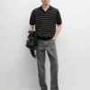 Strick-Poloshirt mit Kontraststreifen