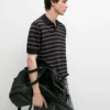 Strick-Poloshirt mit Kontraststreifen