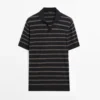 Strick-Poloshirt mit Kontraststreifen