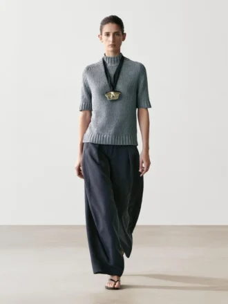 Strickpullover aus Baumwollmischung mit Rollkragen