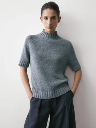 Strickpullover aus Baumwollmischung mit Rollkragen