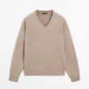 Strickpullover mit V-Ausschnitt und Ellbogenpatches Strickpullover mit V-Ausschnitt und Ellbogenpatches