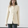 Strukturierte Jacke aus Wollmischung mit Strassknöpfen Strukturierte Jacke aus Wollmischung mit Strassknöpfen