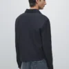 Strukturiertes Piqué-Poloshirt mit langen Ärmeln Strukturiertes Piqué-Poloshirt mit langen Ärmeln