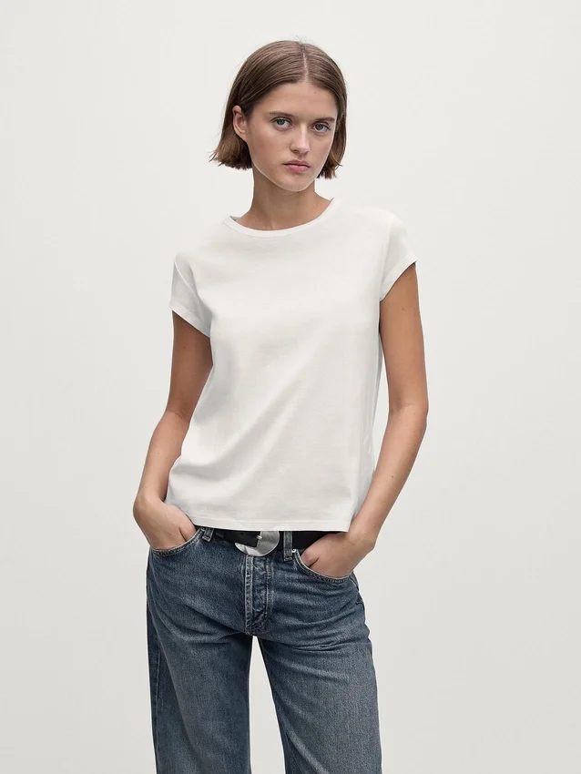 T-Shirt aus 100 % merzerisierter Baumwolle mit kurzen Ärmeln T-Shirt aus 100 % merzerisierter Baumwolle mit kurzen Ärmeln