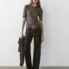T-Shirt aus Wollmischung mit Kontrastdetail T-Shirt aus Wollmischung mit Kontrastdetail