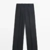 Weit geschnittene Leinen-Hose mit Nadelstreifen Weit geschnittene Leinen-Hose mit Nadelstreifen