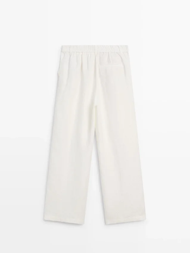 Weite Hose aus 100 % Leinen mit Gummizug Weite Hose aus 100 % Leinen mit Gummizug