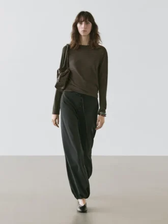 Woll-Sarouel-Hose mit Bindeband